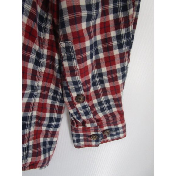 Duluth Shirt Large Red Flannel Button Up Shirt Plaid Work Flap Pockets - Picture 3 of 9
